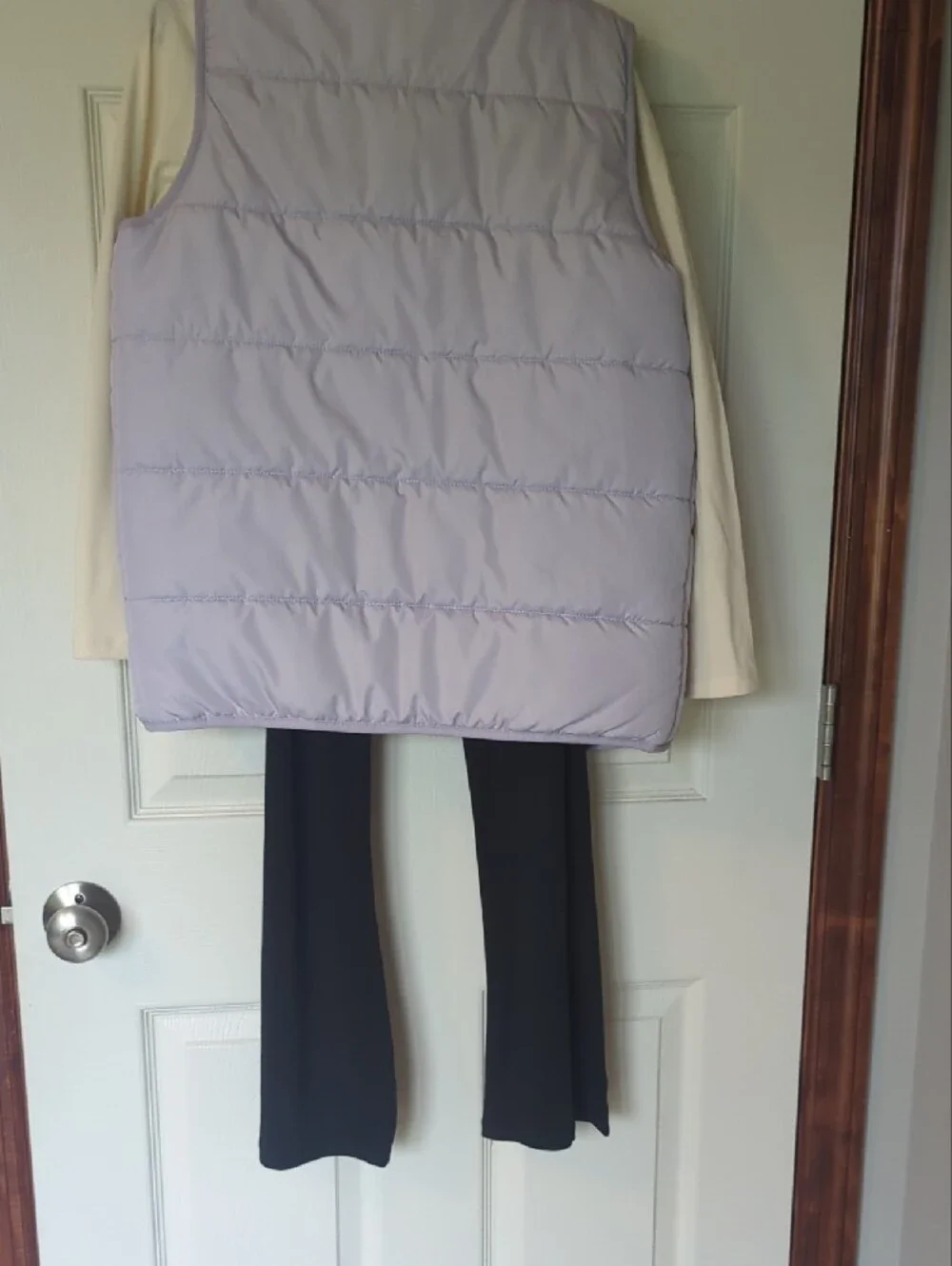 Puma Girls Lavender Puffer Vest with Cream Long Sleeve Top And Black Pants